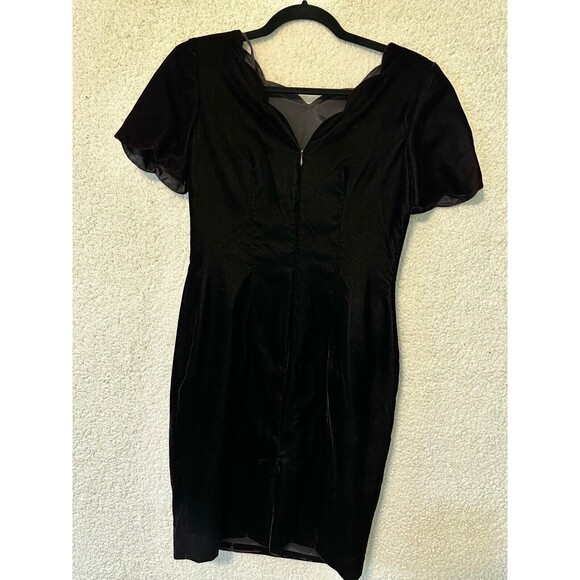 VTG Santa Fe Dark‎ Purple Velvet Sleeveless Dress Size 4 Scolloped Neckline - Picture 7 of 15